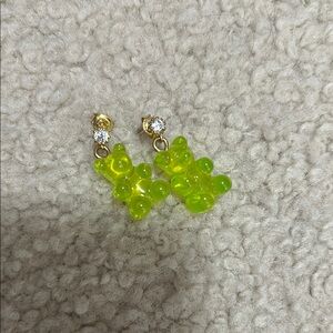 Gold and Green Dangle Earrings